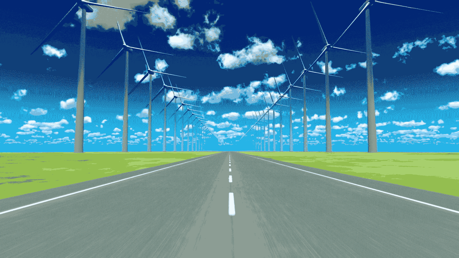 風車と道路の背景